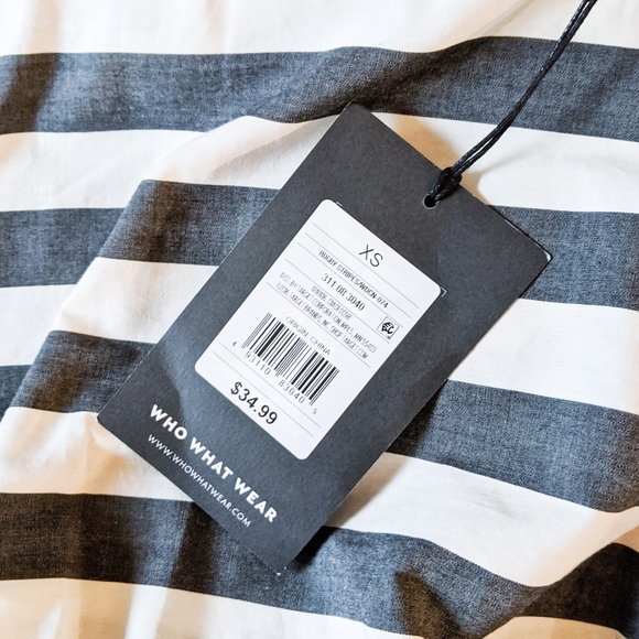 Who What Wear Flared Striped Dress Charcoal XS - Picture 7 of 7